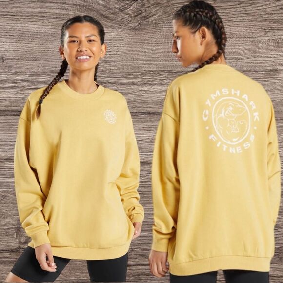 Gymshark Women’s M Oversized Crewneck Sweatshirt Golden Yellow‎ Comfy Lounge New - Picture 1 of 9